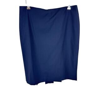 Talbots Navy Blue Wool Blend Pleated Lined Fitted Short‎ Business Skirt Size 8